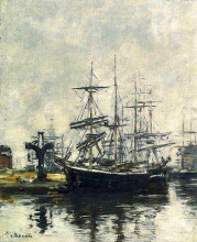 Репродукция картины "sailboats at dock barre basin" художника "буден эжен"
