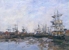 Копия картины "trouville, the port at low tide" художника "буден эжен"