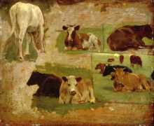 Репродукция картины "study of cows" художника "буден эжен"