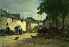 Копия картины "cattle market at daoulas, brittany" художника "буден эжен"