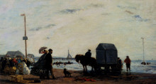 Картина "beach scene, trouville" художника "буден эжен"