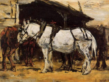 Копия картины "harnessed horses" художника "буден эжен"