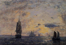 Репродукция картины "seascape, fishing boats" художника "буден эжен"