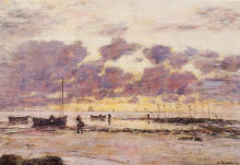 Репродукция картины "the shores of sainte adresse at twilight" художника "буден эжен"