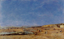 Картина "trouville, panorama of the beach" художника "буден эжен"