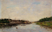 Картина "entrance to the port of saint-valery-sur-somme" художника "буден эжен"