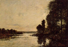 Репродукция картины "saint-valery-sur-somme moonrise over the canal" художника "буден эжен"
