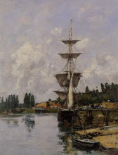 Копия картины "the canal at saint-valery-sur-somme" художника "буден эжен"