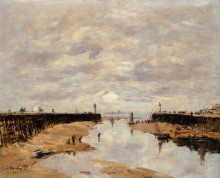 Копия картины "the jetties, low tide, trouville" художника "буден эжен"