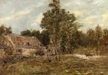 Картина "the mill, saint-cenery" художника "буден эжен"