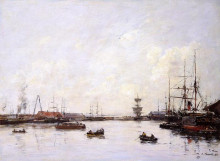 Картина "le havre. basin of eure." художника "буден эжен"