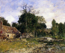 Картина "the mill, saint-cenery" художника "буден эжен"