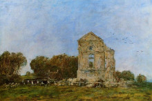 Репродукция картины "deauville, ruins of the chateau de lassay" художника "буден эжен"