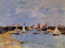 Копия картины "trouville. the jettys low tide." художника "буден эжен"