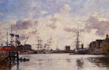 Картина "le havre. barre basin." художника "буден эжен"