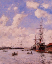 Репродукция картины "le havre. basin of eure." художника "буден эжен"
