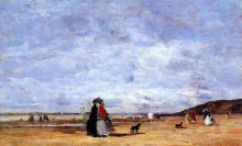 Репродукция картины "elegant women on the beach" художника "буден эжен"