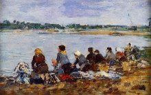 Репродукция картины "laundresses on the banks of the touques" художника "буден эжен"