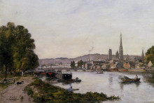 Репродукция картины "rouen, view over the river seine" художника "буден эжен"