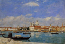 Картина "venice, the salute and the douane, the guidecca from the rear, view from the grand canal" художника "буден эжен"