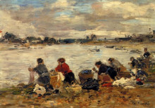 Копия картины "laundresses on the banks of the touques" художника "буден эжен"