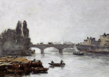 Картина "rouen, the pont corneille, fog effect" художника "буден эжен"