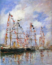 Копия картины "sailing ships at deauville" художника "буден эжен"