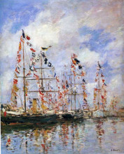 Репродукция картины "sailing ships at deauville" художника "буден эжен"