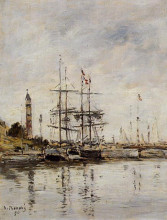 Копия картины "the harbor at deauville" художника "буден эжен"