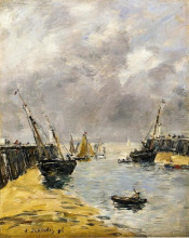Картина "the jetties, low tide, trouville" художника "буден эжен"