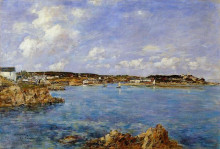 Репродукция картины "douarnenez, the bay, view of tristan isle" художника "буден эжен"
