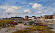 Картина "the port of trouville, low tide" художника "буден эжен"
