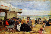 Копия картины "a beach scene" художника "буден эжен"