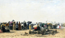 Репродукция картины "beach scene at trouville" художника "буден эжен"