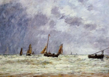 Копия картины "berck, the departure of the boats" художника "буден эжен"