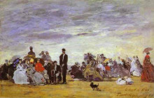 Картина "beach at trouville" художника "буден эжен"