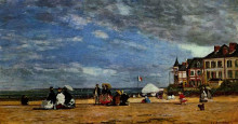 Картина "the beach at trouville" художника "буден эжен"