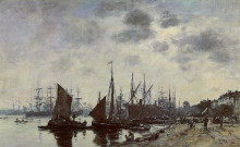 Картина "bordeaux, bacalan, view from the quay" художника "буден эжен"