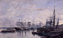 Картина "bordeaux, the port" художника "буден эжен"