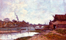 Копия картины "bridge on the river touques at deauville" художника "буден эжен"