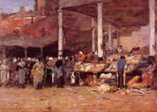 Копия картины "brussels - the old fish market" художника "буден эжен"