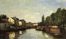 Картина "brussels, the louvain canal" художника "буден эжен"