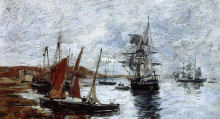 Копия картины "camaret, boats on the shore" художника "буден эжен"