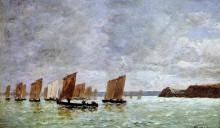 Копия картины "camaret, fishing boats off the shore" художника "буден эжен"
