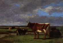Репродукция картины "cows near the toques" художника "буден эжен"
