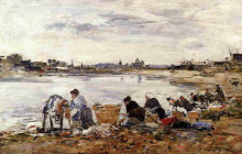 Копия картины "laundresses on the banks of the touques" художника "буден эжен"