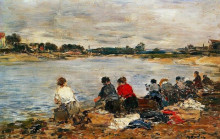 Картина "laundresses on the banks of the touques" художника "буден эжен"