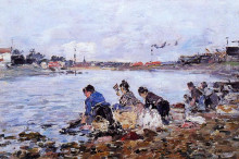 Репродукция картины "laundresses on the banks of the touques" художника "буден эжен"