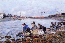 Копия картины "laundresses on the banks of the touques" художника "буден эжен"