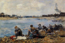 Репродукция картины "laundresses on the banks of the touques" художника "буден эжен"